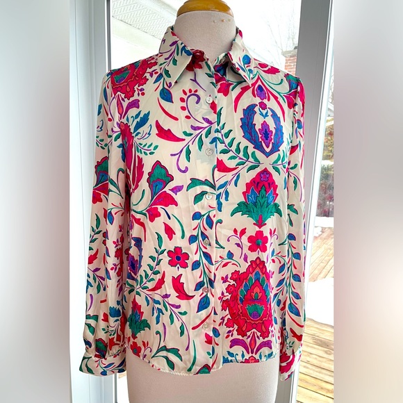 Women's Zara Shirt With Multicolored Floral Print | Shirts And Blouses - Picture 1 of 5